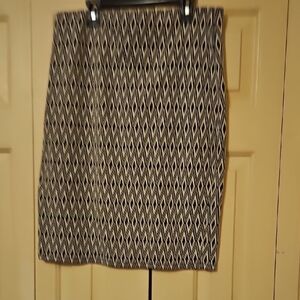 NYC Black and White Geometric Pencil Skirt